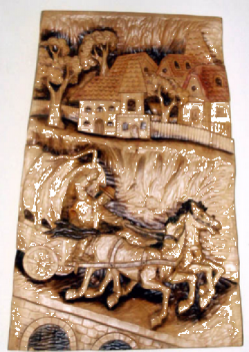 Sculptura Caruta cu cai verticala
