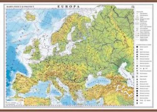 Harta fizica si politica Europa 1400x1000 mm de la Eduvolt
