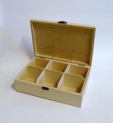 Cutie din lemn cu 6 compartimente de la Eco Jucarii Srl
