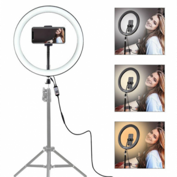 Lampa circulara cu suport selfie