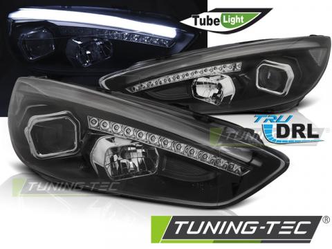 Faruri compatibile cu Ford Focus MK3 15-18 negru DRL LED de la Kit Xenon Tuning Srl