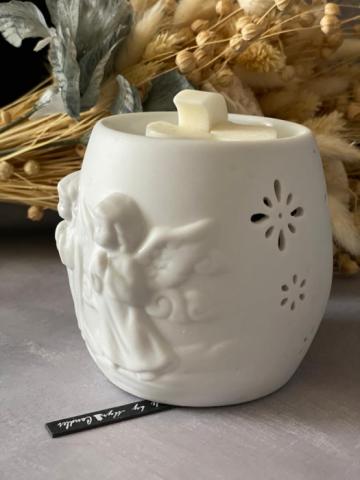 Suport aromaterapie alb, din ceramica pentru tarte din ceara