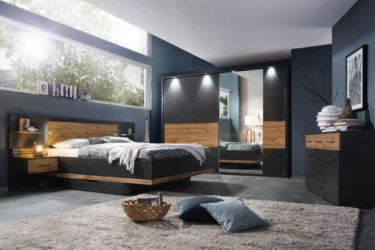 Dormitor Boston Extra gri metalic/ stejar wotan