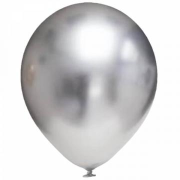 Set 10 baloane latex chrome argintiu / silver 30cm