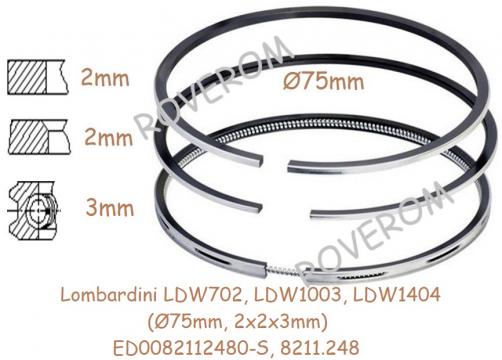 Segmenti piston Lombardini LDW702, LDW1003, LDW1404, 75mm