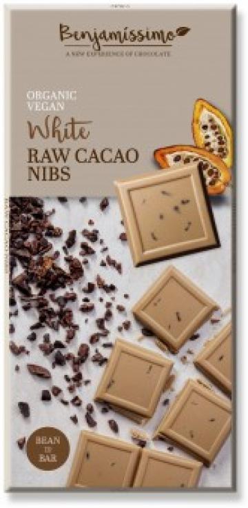 Ciocolata alba cu cacao nibs bio, 70g, Benjamissimo de la Supermarket Pentru Tine Srl