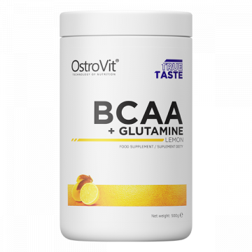 Supliment OstroVit BCAA + Glutamine 500 g cu aroma de lamaie de la Krill Oil Impex Srl