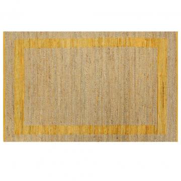 Covor manual, galben, 80 x 160 cm, iuta