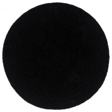 Naproane, 6 buc., negru, 38 cm, bumbac, rotund de la VidaXL