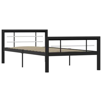Cadru de pat, negru si alb, 100 x 200 cm, metal
