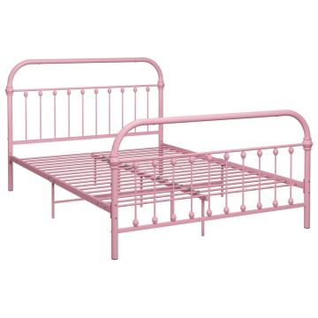 Cadru de pat, roz, 120 x 200 cm, metal de la VidaXL