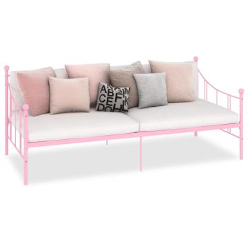 Cadru de pat, roz, 90 x 200 cm, metal