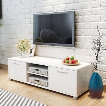 Comoda TV, alb extralucios, 120 x 40,3 x 35 cm