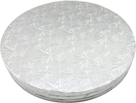 Platou Cake drum rotund argintiu- 35 cm - 5 buc de la Tomvalk Srl