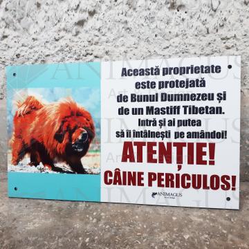 Placa avertizare Mastiff Tibetan - Pazita de amandoi de la Arhi Ecus Srl