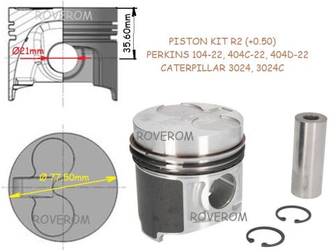 Piston kit R2 (+0.50) Perkins 403C-11, 403D-11 (77.50mm)