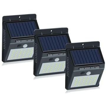 Set 3 lampi solare cu 30 LED, senzor de miscare