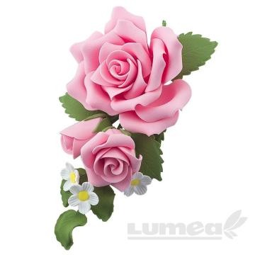 Buchet trandafir mare roz din pasta de zahar de la Lumea Basmelor International Srl