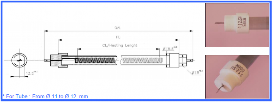 Lampa infrarosu 1 tub baza GS3x11-12mm de la Tehnocom Liv Rezistente Electrice, Etansari Mecanice