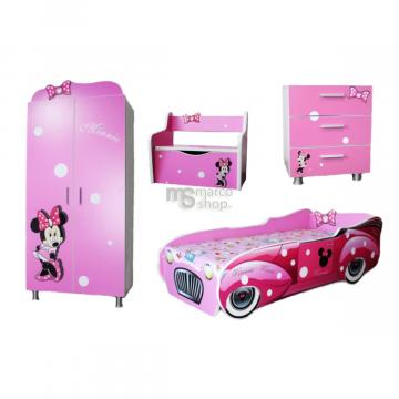 Mobilier camera copii masina Minnie Mouse Roz