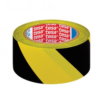 Banda adeziva de marcare Tesa, negru/galben, 50 mm x 33 m de la Sanito Distribution Srl