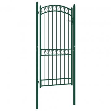 Poarta de gard cu arcada, verde, 100x200 cm, otel de la VidaXL