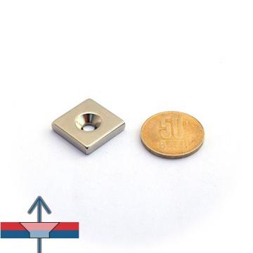 Magnet neodim bloc 20 x 20 x 4 mm cu gaura de la Magneo Smart