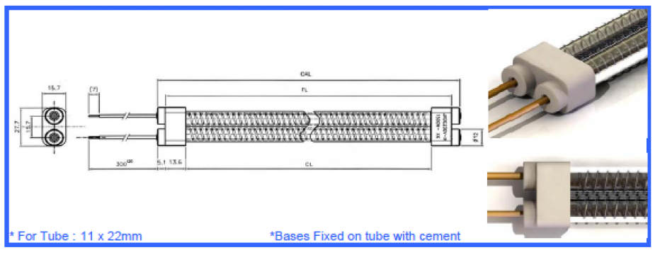 Lampa infrarosu 2 tuburi WT2 2x11mmD de la Tehnocom Liv Rezistente Electrice, Etansari Mecanice