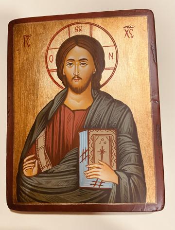 Icoana pictata Domnul Iisus Hristos verde 18cm de la Candela Criscom Srl.