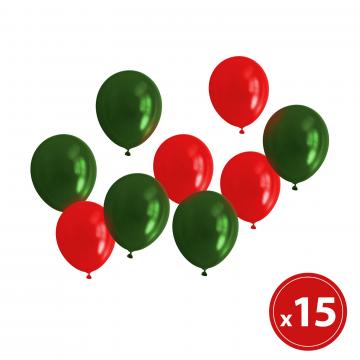 Set baloane - rosu, verde -metalic - 15 piese de la Rykdom Trade Srl