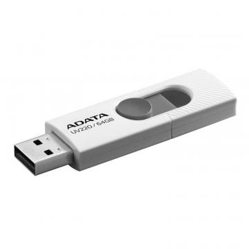 Stick USB Flash Drive ADATA UV220 64Gb, white/gray retail