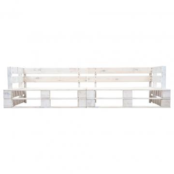 Canapea de gradina cu 2 locuri din paleti, alb, lemn de la VidaXL