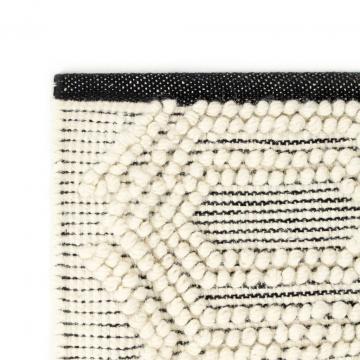 Covor lana tesut manual, alb/negru, 80 x 150 cm