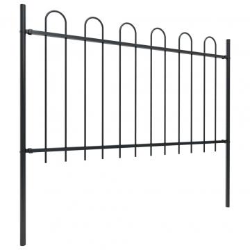 Gard de gradina cu varf curbat, negru, 6,8 m, otel