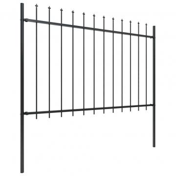 Gard de gradina cu varf sulita, negru, 3,4 m, otel