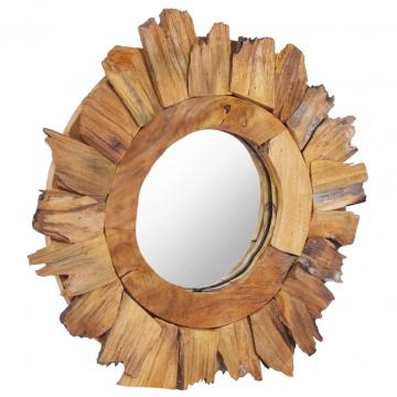 Oglinda de perete, 40 cm, tec, rotund de la VidaXL