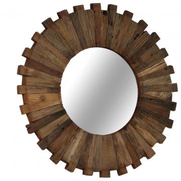 Oglinda de perete, 50 cm, lemn masiv reciclat