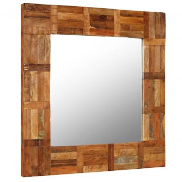 Oglinda de perete, 60 x 60 cm, lemn masiv reciclat