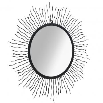 Oglinda de perete, negru, 80 cm, raze de soare