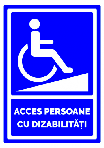 Indicator acces persoane cu dizabilitati cu rampa