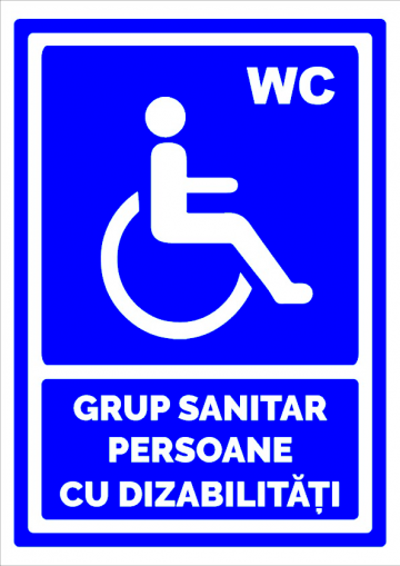 Indicator albastru grup sanitar persoane cu dizabilitati