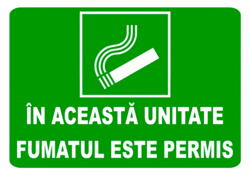 Indicator in aceasta unitate fumatul este permis