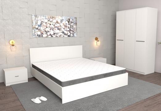 Dormitor Roxana alb cu pat matrimonial 160 cm x 200 cm de la Wizmag Distribution Srl
