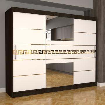 Dulap dormitor Nova Gold 250 cm x 200 cm cu oglinda Magia de la Wizmag Distribution Srl