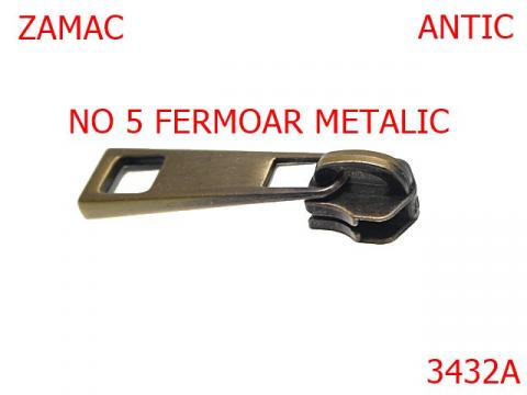 Cursor pentru fermoar metalic no 5 mm antic 3432A