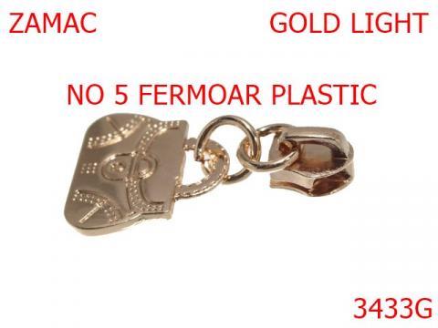 Cursor pentru fermoar plastic no 5 mm gold light 3433G de la Metalo Plast Niculae & Co S.n.c.