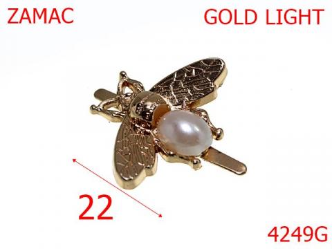Ornament albina cu perla alba 22 mm zamac gold light 4249G de la Metalo Plast Niculae & Co S.n.c.