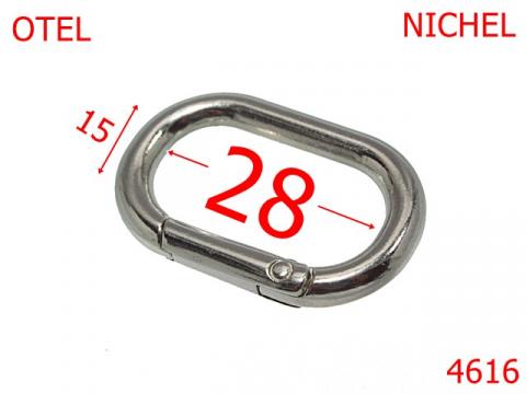 Inel oval carabina 28 mm zamac nichel 4616 de la Metalo Plast Niculae & Co S.n.c.