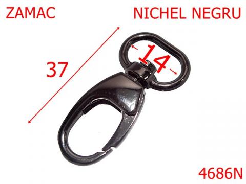 Carabina poseta geanta sau borseta 14 mm zamac nichel 4686N de la Metalo Plast Niculae & Co S.n.c.