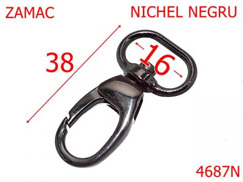 Carabina poseta, geanta sau borseta 16 mm zamac nichel 4687N de la Metalo Plast Niculae & Co S.n.c.